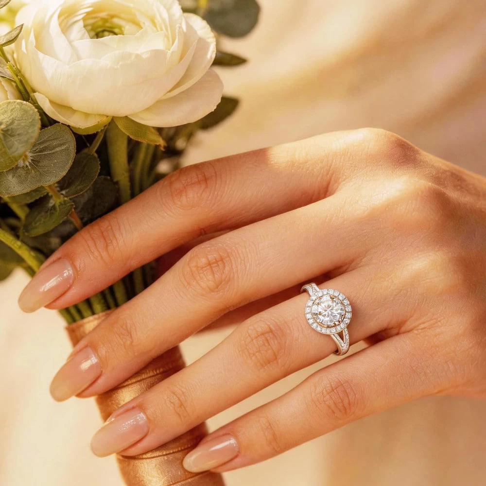 Moissanite Solitaire Sterling Silver Ring