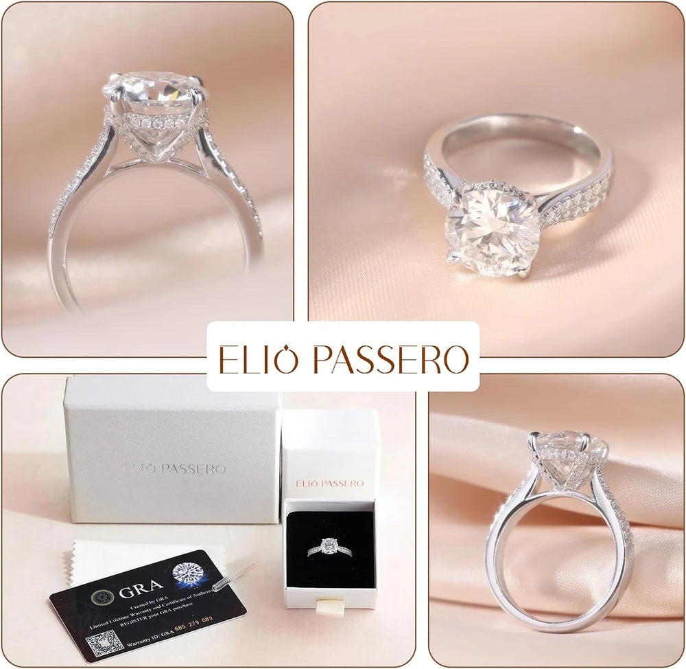 Elio Passero Sterling Silver Moissanite Engagement Ring