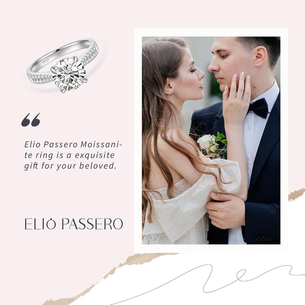 Elio Passero Sterling Silver Moissanite Engagement Ring