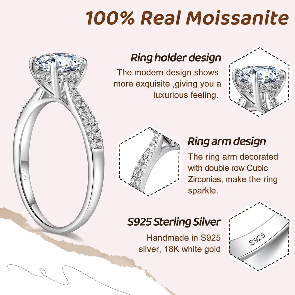 Elio Passero Sterling Silver Moissanite Engagement Ring