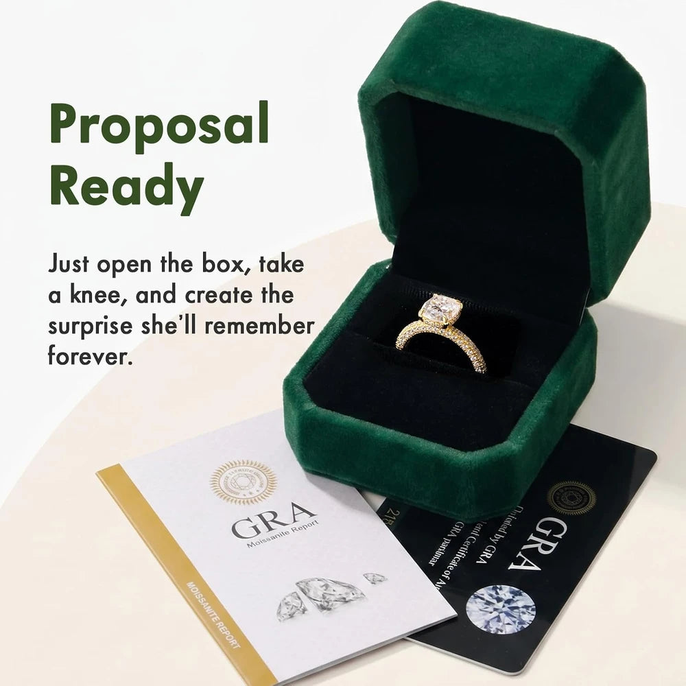 Cushion Cut Moissanite Engagement Ring