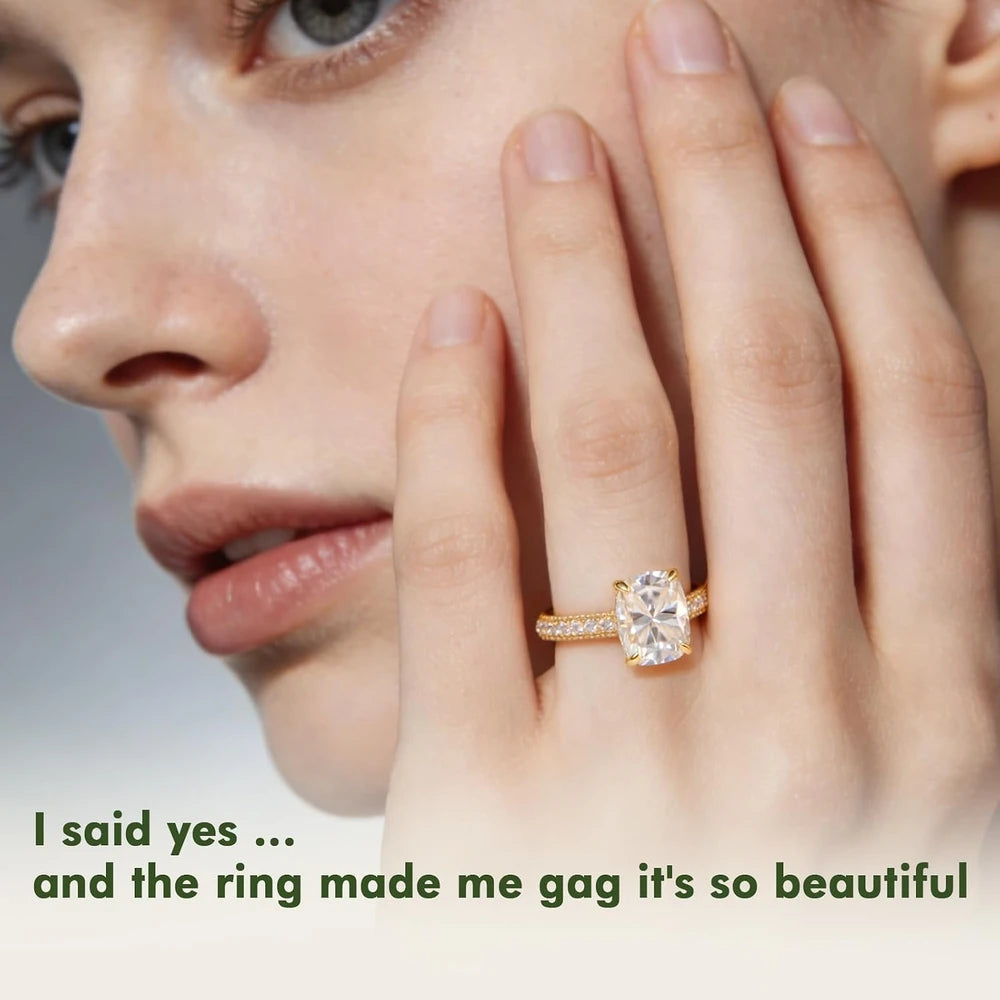 Cushion Cut Moissanite Engagement Ring