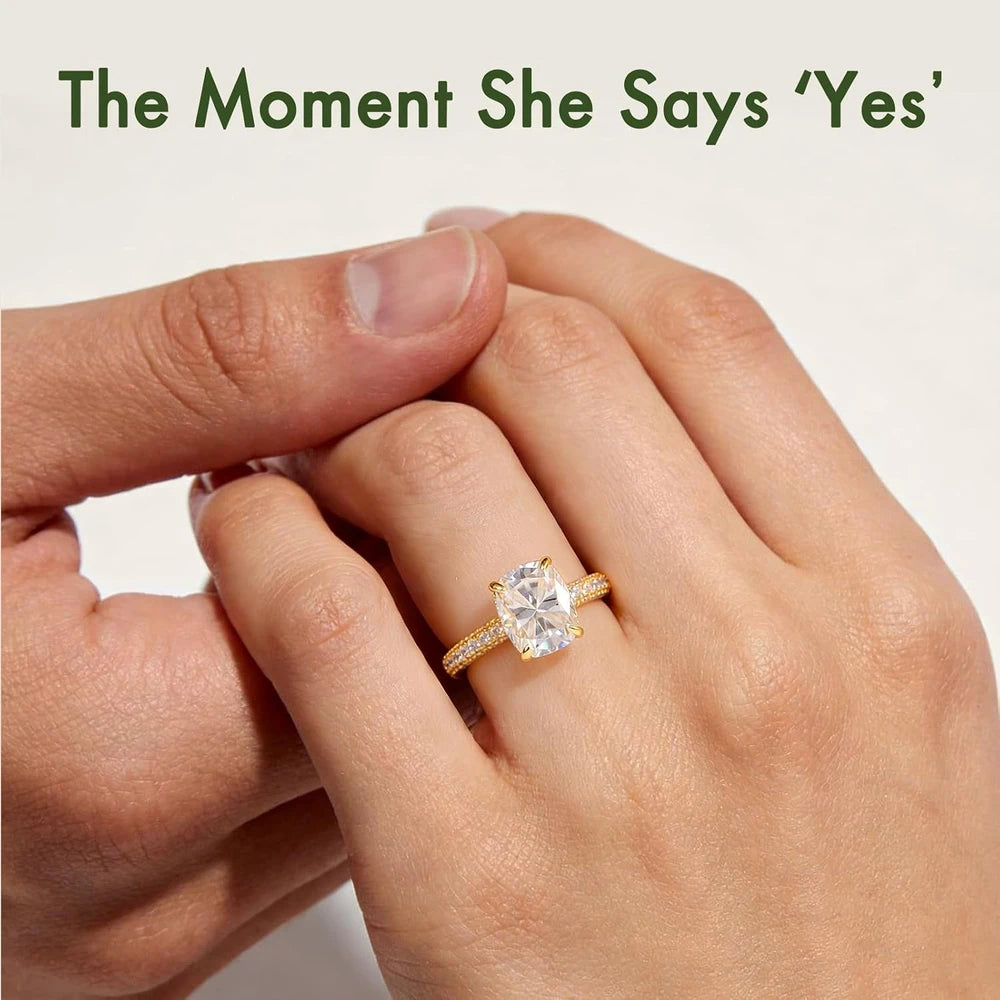 Cushion Cut Moissanite Engagement Ring