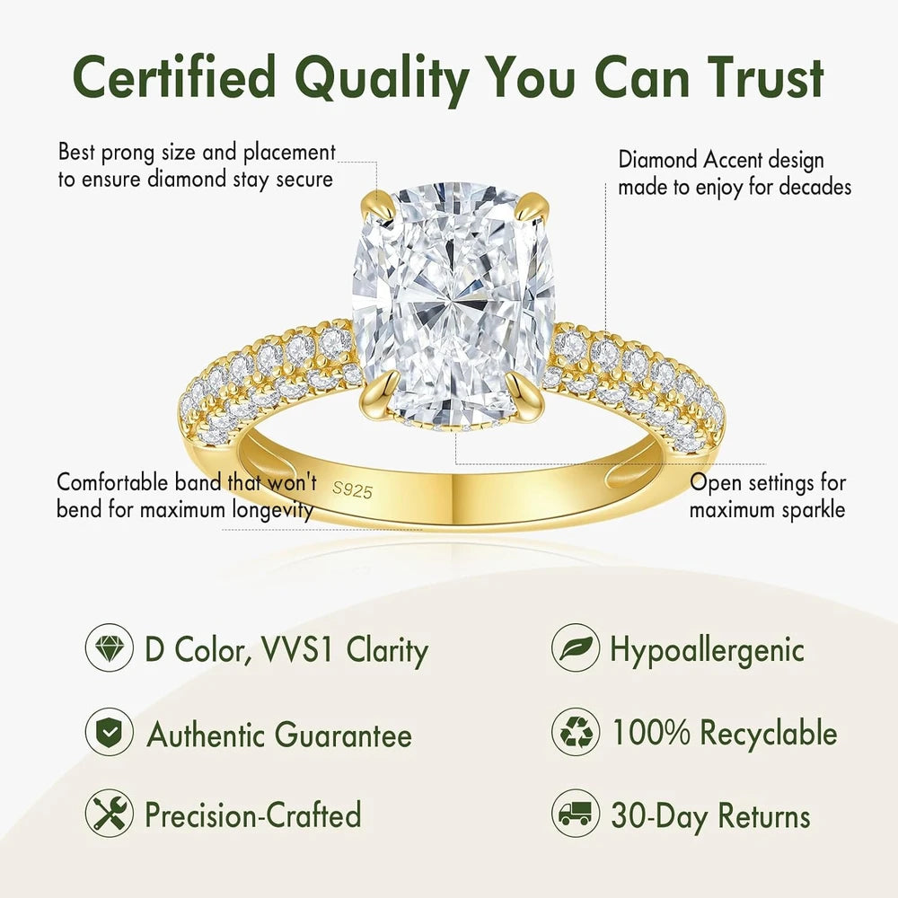 Cushion Cut Moissanite Engagement Ring