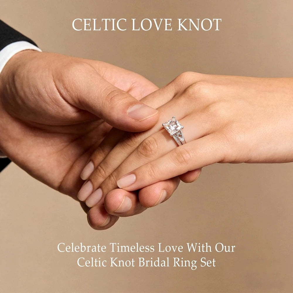 Princess Cut Moissanite Wedding Ring Set