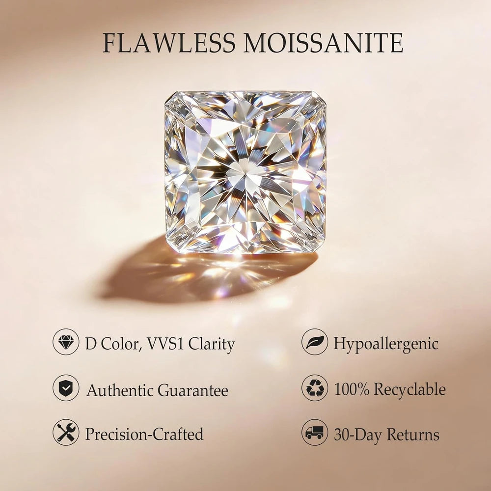 Princess Cut Moissanite Wedding Ring Set
