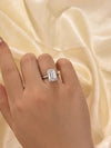 Silver Emerald Cut Engagement Ring