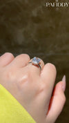 Silver Emerald Cut Engagement Ring