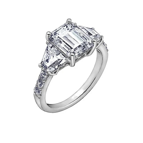 Sterling Silver Emerald Cut Engagement Ring
