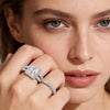 Moissanite Halo Wedding Ring Set