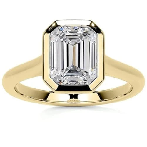 Emerald Cut Moissanite Solitaire Ring