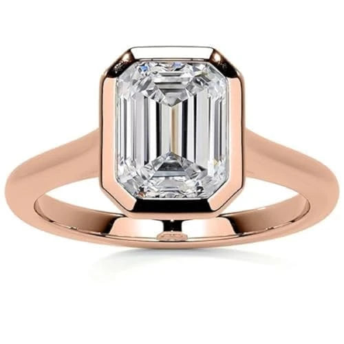 Emerald Cut Moissanite Solitaire Ring