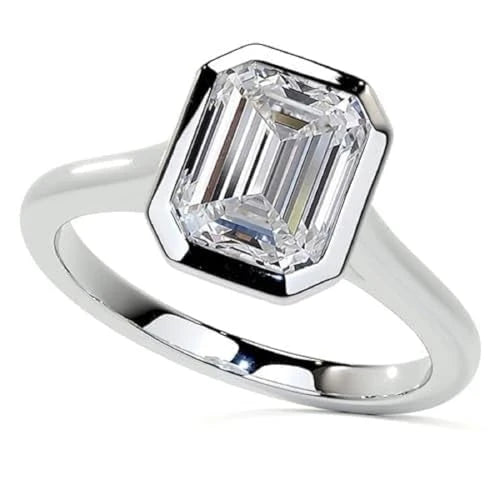 Emerald Cut Moissanite Solitaire Ring