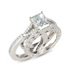 Radiant Silver Engagement Ring Set