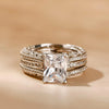 Radiant Silver Engagement Ring Set